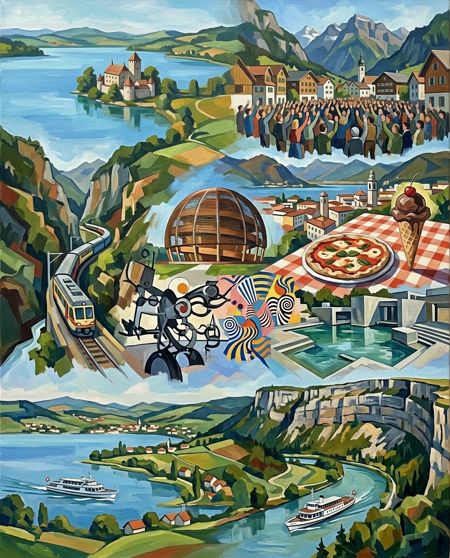 Schweiz 2024 im Stil von Cézanne